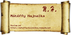 Mátéffy Hajnalka névjegykártya